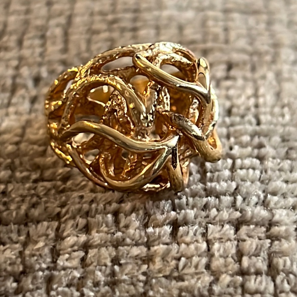 Funky cocktail ring 18k electroplated ring size 6